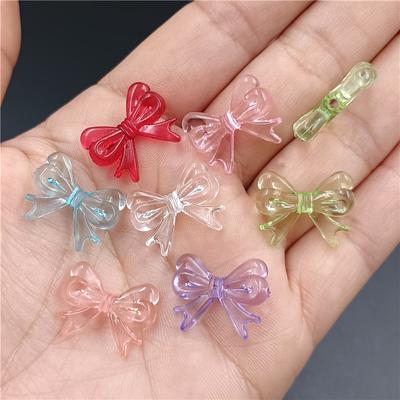 100 szt. 15*19mm Materiał DIY Ręcznie robiona biżuteria Kolczyki Akcesoria Wielokolorowe Przezroczyste Kokardki Akrylowe Koraliki
