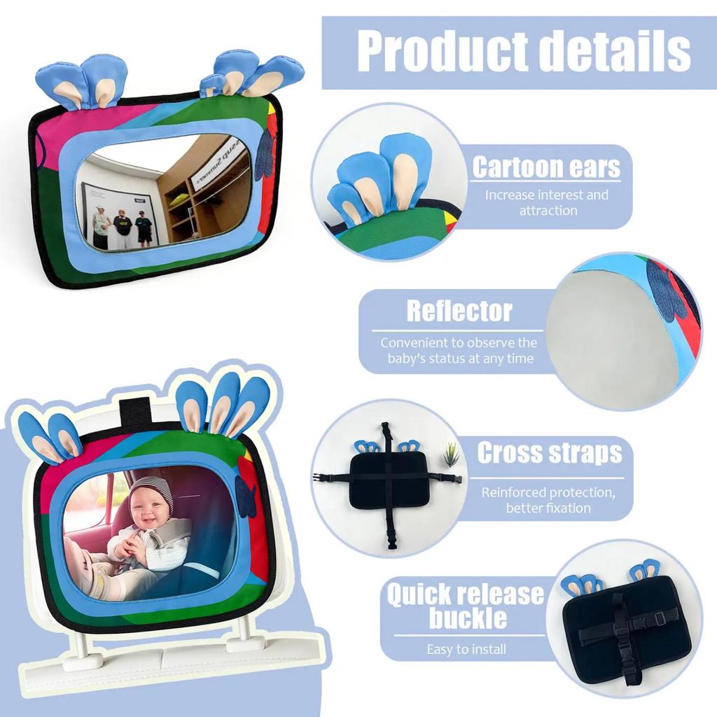 HD Wide-Angle Baby Car Rearview Mirror for Easy Installation and No Blind Spots