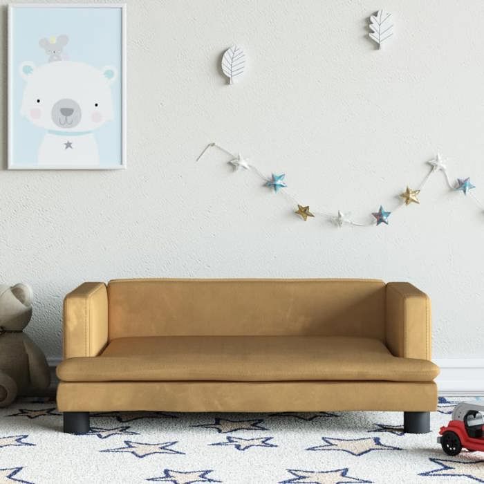 VidaXL Canapé pour enfants marron 80x45x30 cm velours 3196310