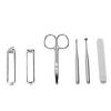 6pcs Nail Clipper Set with Storage Case Non Slip Handle Portable Rust Proof Manicure Tools Set Gray