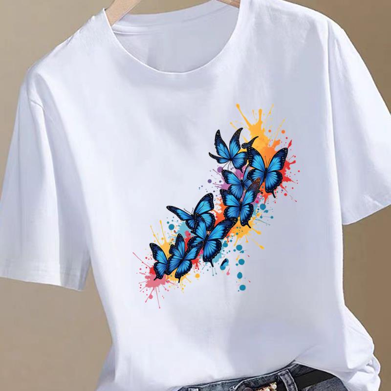 (Asian Size) Trend Flower Sweet Women Printing Fashion Tee Top Clothing T Shirt Woman Print Female Short Sleeve Graphic T-shirts