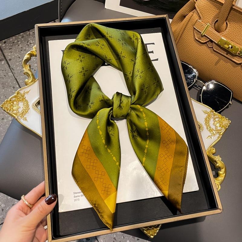 High-end large square scarf silk scarf women's new versatile neck summer thin bag head mother scarf with shawl