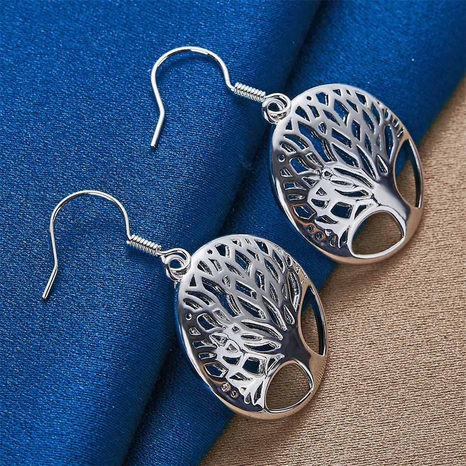 Stylish 925 Sterling Silver Exquisite and Simple Tree-Shaped Earrings for Women, Charming Wedding Party Gift Accessories