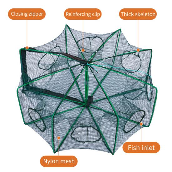 Foldable Fishing Bait Trap 6/8/10/12/16 Holes Heavy Duty Fine Mesh Portable Collapsible Shrimp Minnow Crawfish Catcher Trap Cast Trap Net Dip Cage