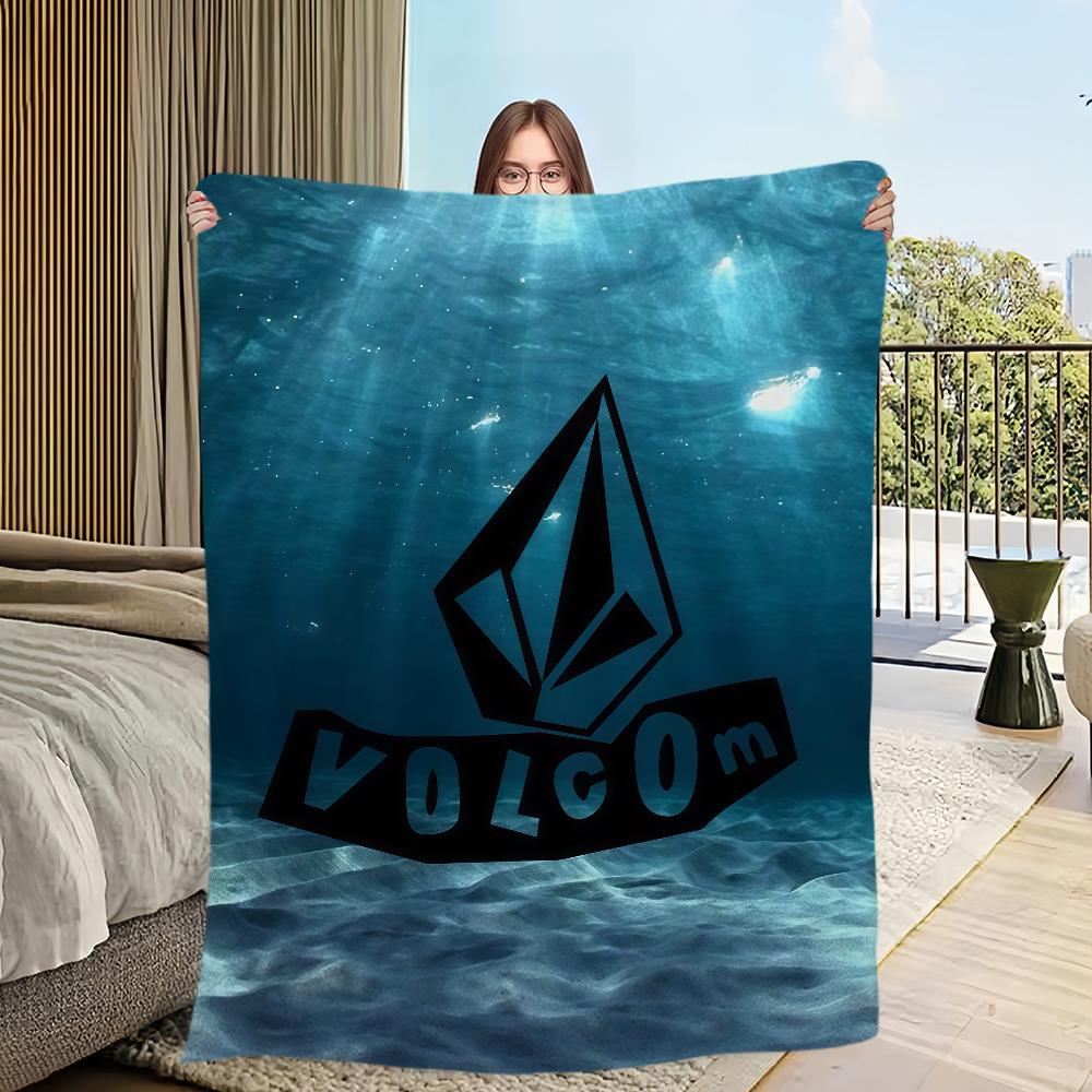 V-Volcom Fashion Brand Blanket Flannel Warm Comfort Soft Plush Blanket For Picnic Beds Sofas Homes And Bedrooms