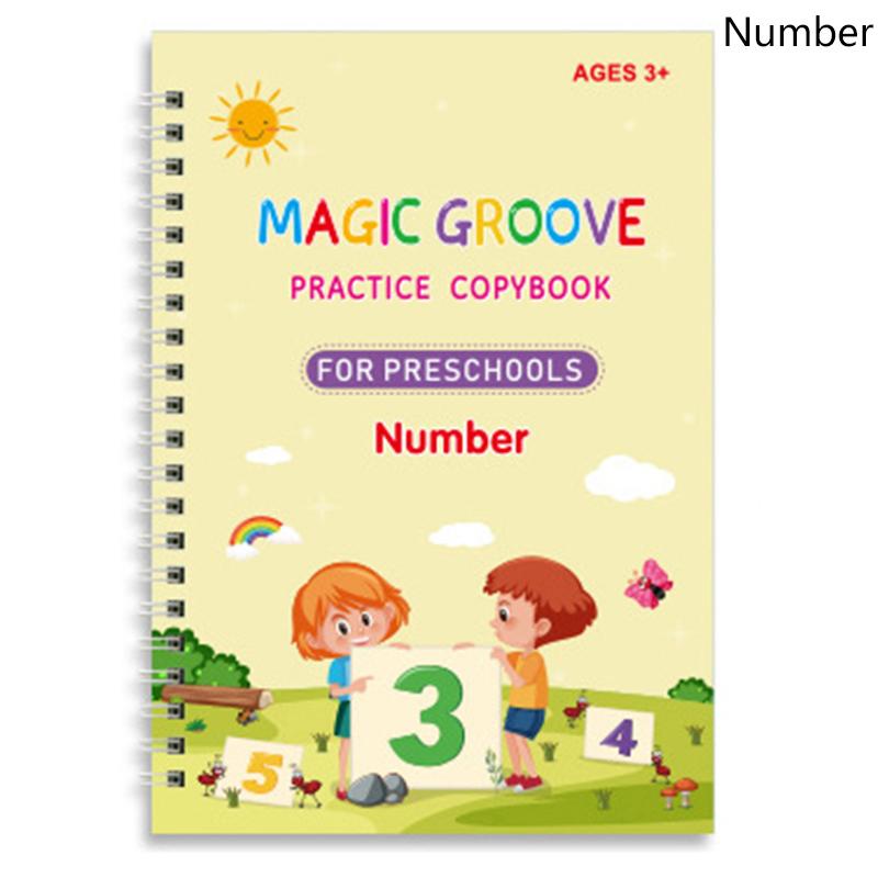 

1/4 шт. Волшебная тетрадь для практики, ручка для дошкольников, каллиграфия, английская версия, бесплатная протирка, детская многоразовая тетрадь для письма