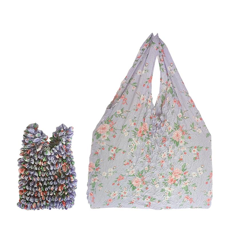 Flower Expansion Fold Pleated Flexible Stretch Mini Shopping Bag Large Capacity Bubble Elastic Portable Handbag Storage Bag
