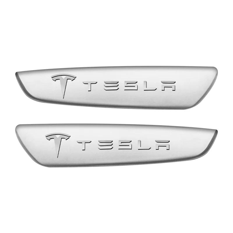 Car Sticker 2025 Hot 2Pcs 3D Metal Car Body Sticker Trunk Decorative Badge Emblem Decal Accessories For Tesla Model 3 Y S X 2021