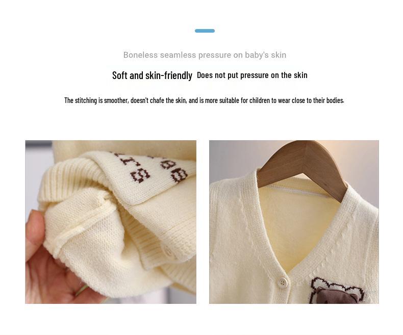 Boys' Spring & Autumn 2024 Knitted Vest Cardigan: Children's Sweater Outerwear Top