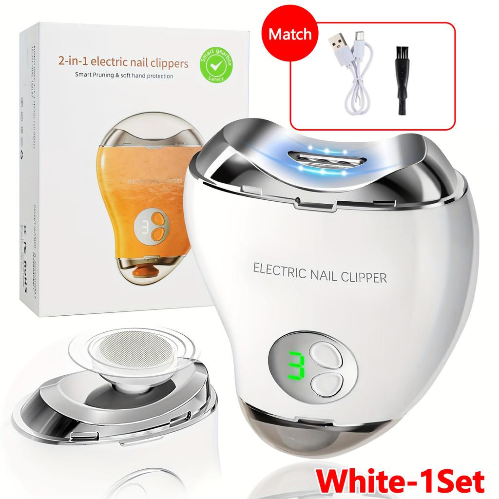 Electric Nail Polisher 3 Speed Adjustable Nail Clipper Digital Display Double Heads for Kids Adults Seniors Trimmer File