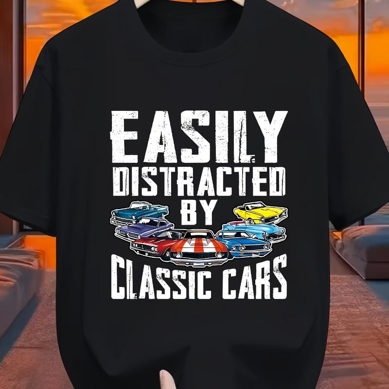 

Vintage Auto Print T-Shirt,Lightweight T-Shirt Breathable Cool, Comfortable Wear XXL белый