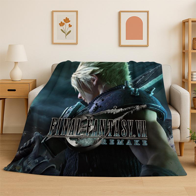 

Cloud Tifa Final Fantasy Games Sephiroth Flannel Blanket Soft Warm Throw Blanket for Bedroom Living Room Bed Travel Picnic Gift 75x90cm