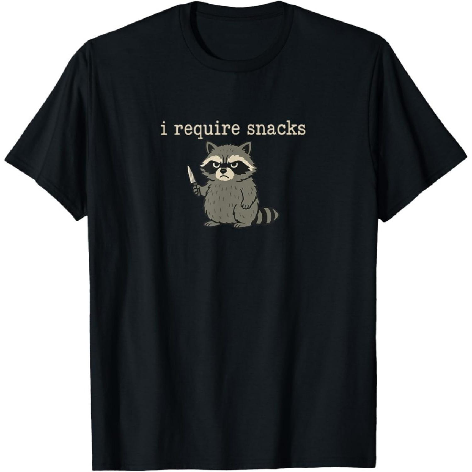Huyarin Funny Raccoon, I Require Snacks T-Shirt S