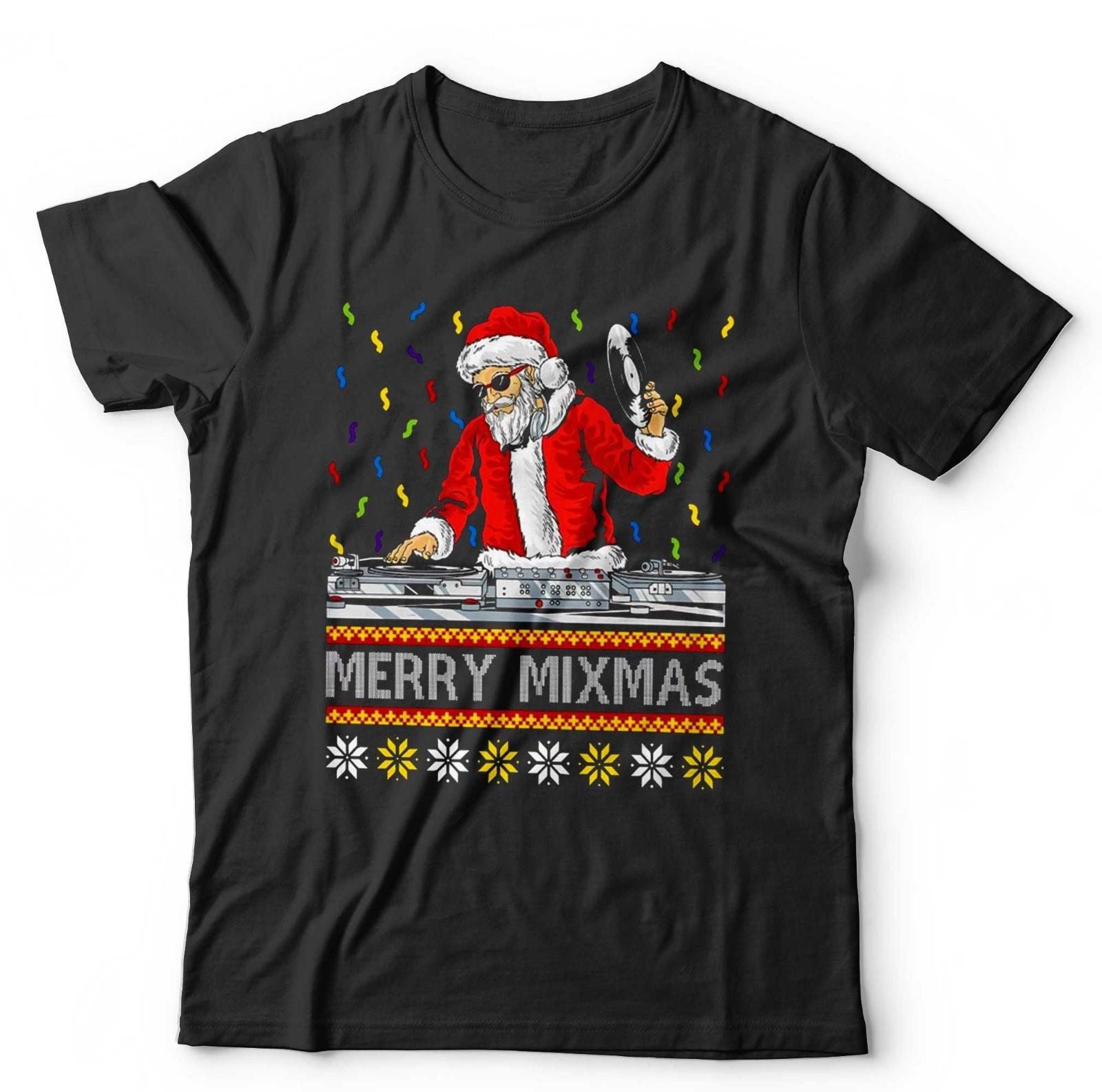 Merry Mixmas T Shirt Mens Womens Tees Top Unisex and Christmas Santa Claus DJ Music Xmas Festive M