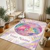 Dinosaur Alphabet Theme Soft Crystal Velvet Rug Custom Name & Text Print Non Slip Floor Rug for Bedroom Living Room