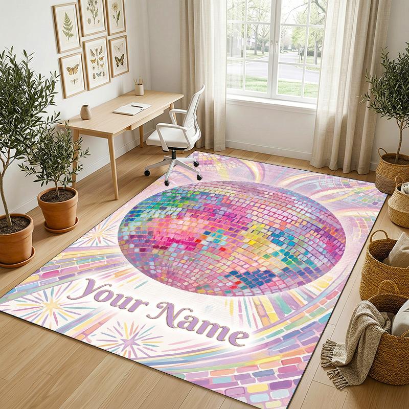 Dinosaur Alphabet Theme Soft Crystal Velvet Rug Custom Name & Text Print Non Slip Floor Rug for Bedroom Living Room