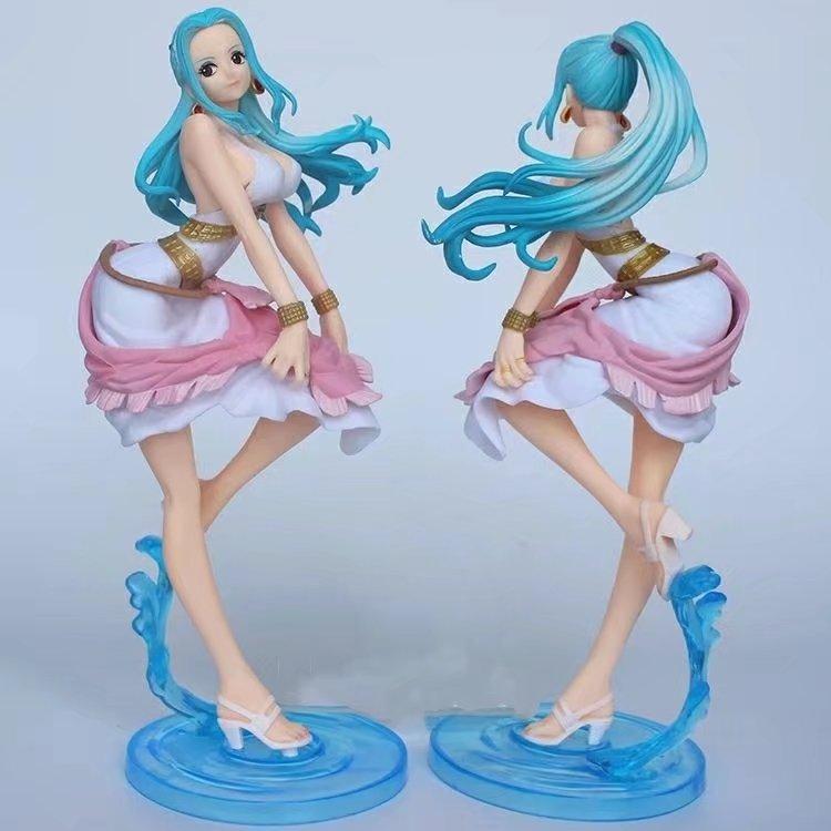 Girl Nefeltari Vivi Princess Blue Long Haired Dress Ver. PVC Action Figures  Vivi Nami Luffy Collectibles Model Toys