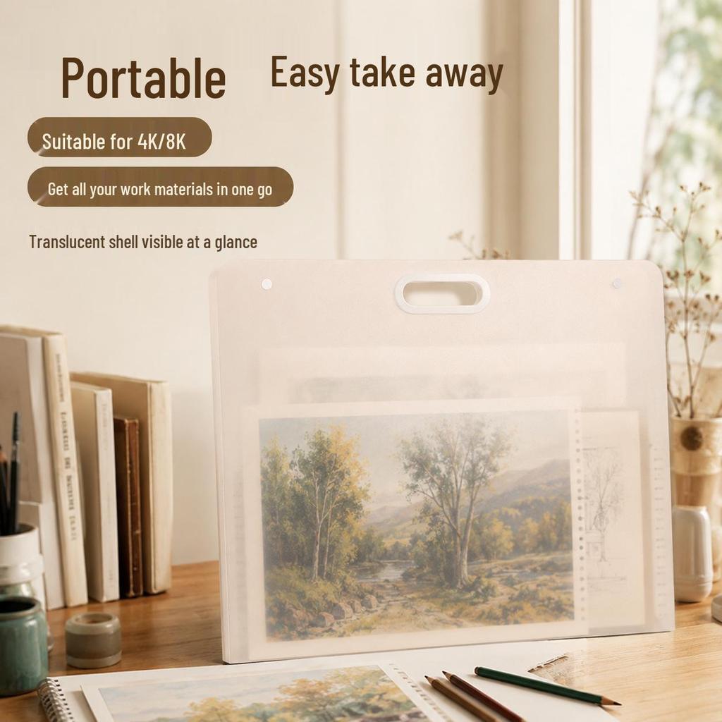 Large Sketchbook Storage Album: 4K8K Artwork Handbag with Transparent Layered Design for Students