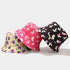 European and American creative colorful butterfly music note pattern double-sided basin hat women's tide spring and summer travel leisure shade basin