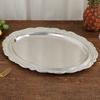 Fruit Tray, Alloy Home Round Plate, Large Size Silver Retro Snack Disc, Living Room Desktop Decoration Storage Supplies,44 cm