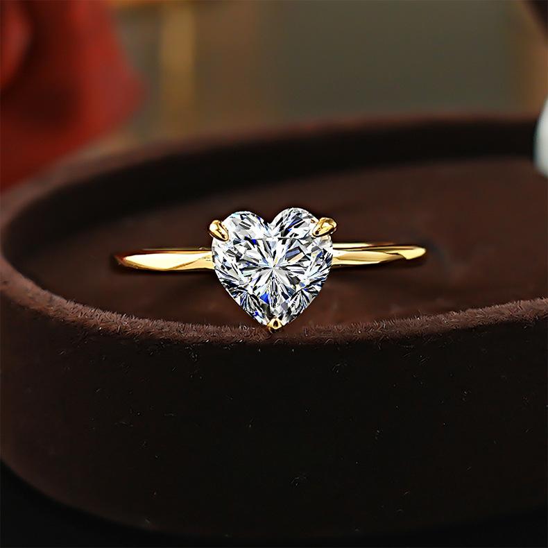 New Heart-shaped Flash Zircon Single Diamond Simple Love Open Ring Women s Exquisite Party Daily Versatile Ring 2026 Resizable
