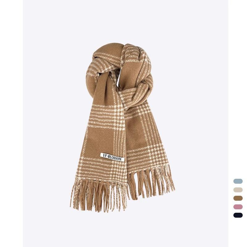 Korean Sea Salt Blue White Retro British Plaid Scarf Women's Shawl New Autumn and Winter Couple Warm Scarf