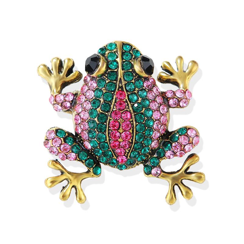 Fashion Retro Rhinestone Frog Brooches For Women Clothing Coat Jewelry Accessries Gifts