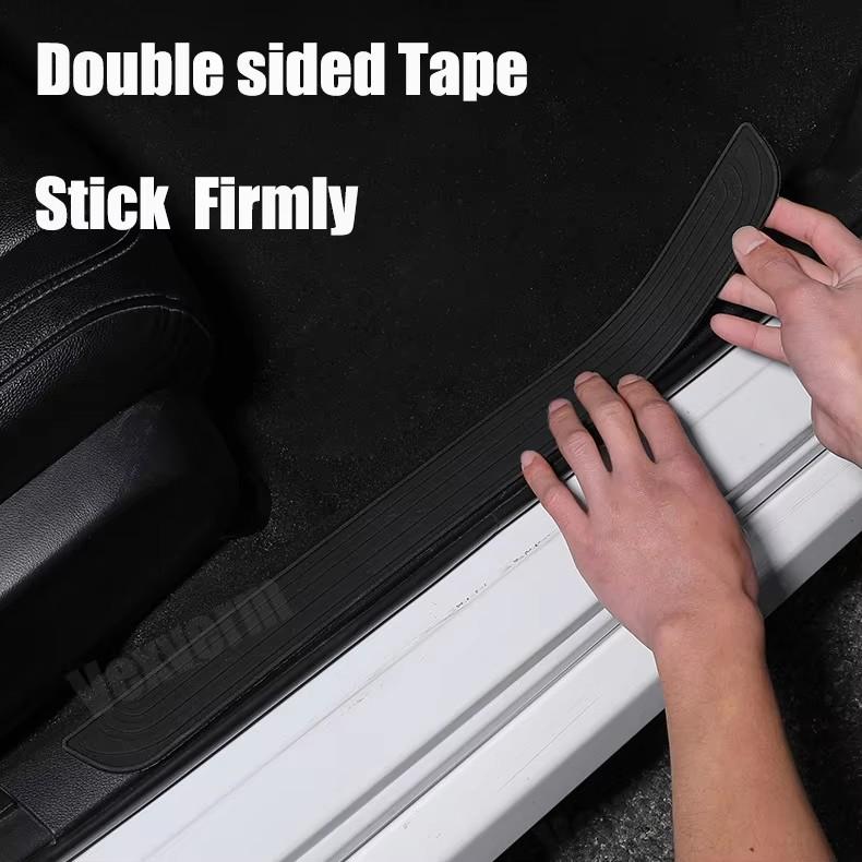 4pcs Car Door Plate Protector Stickers Rubber Durable Car Sticker Sill Scuff Cover Anti Scratch Decal Door Plate Protector