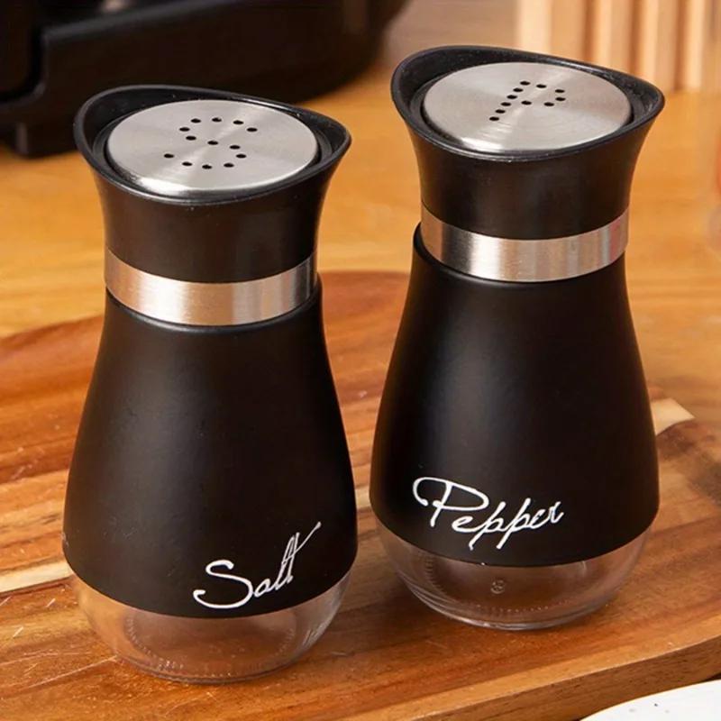 Refillable Salt and Pepper Shakers Set Stainless Steel 2 Pcs Spice Bottles Container for Home Restaurant Picnic Kitchen Accessories