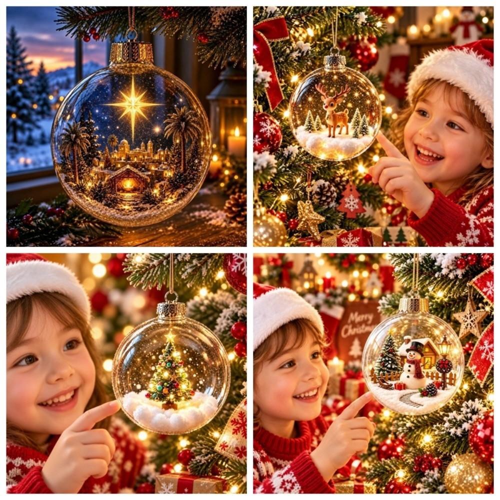 2D Flachmuster Weihnachtsbaumkugel-Schmuck Transparente Feiertagsbaum-Dekoration Geschenketausch