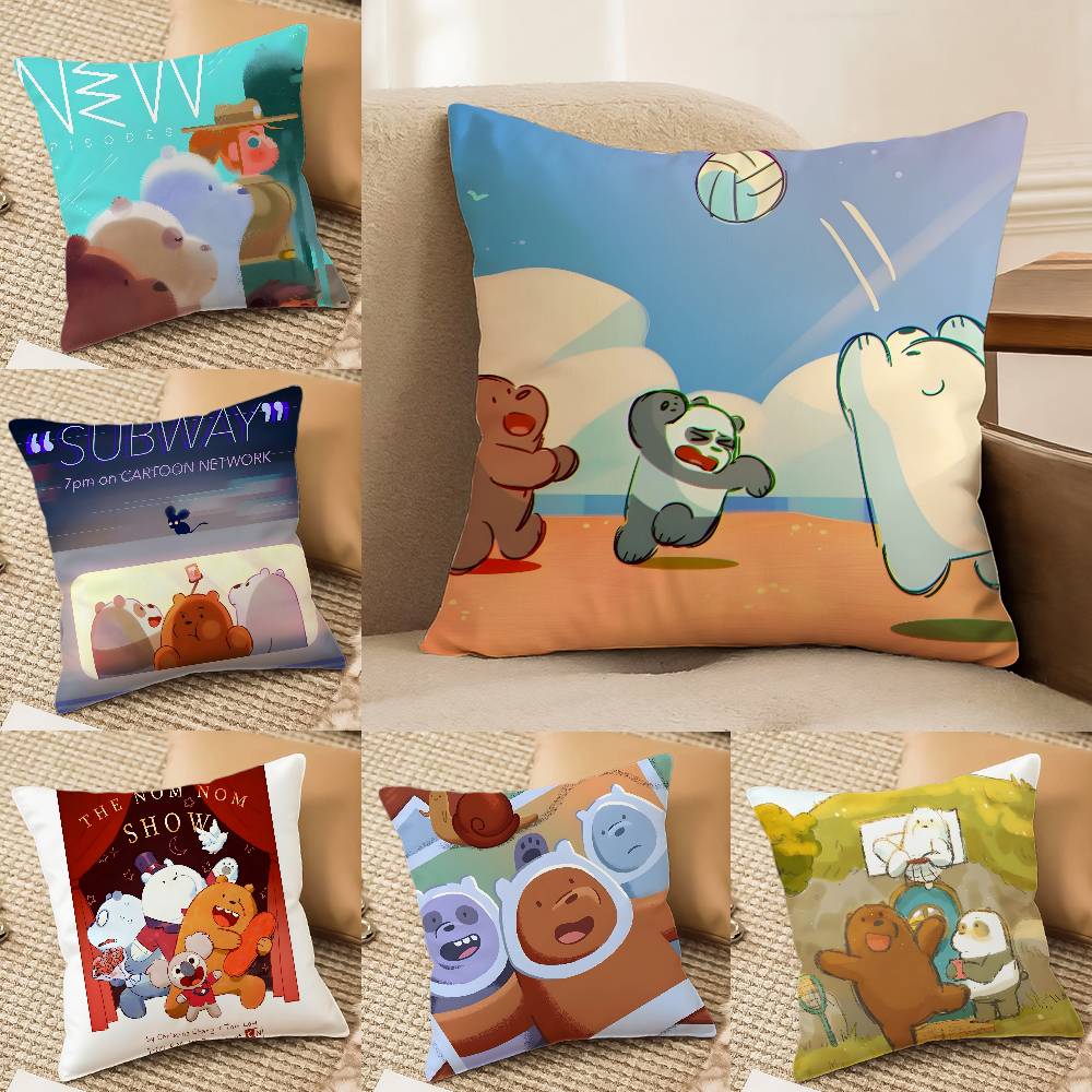 Cute Cartoon W-We Bare Bears-Children Pillow Case Comfort Sofa Bed Silky Elegant Invisible Zipper Decorative Cushion Cover