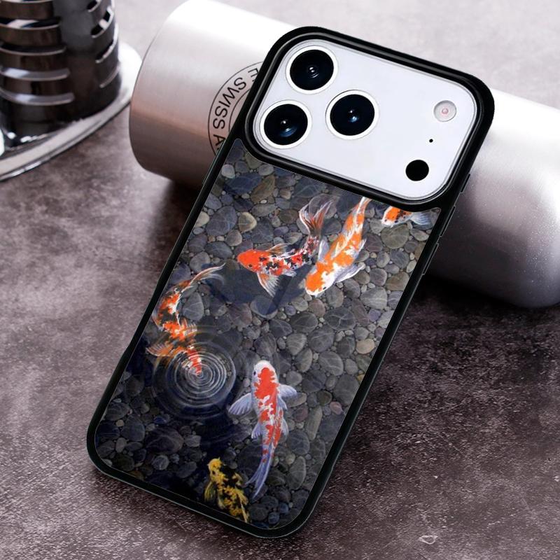 Koi Carp Fish Painting Phone Case for iPhone 17 16 15 Pro Max Air 14 13 12 11 Plus Shockproof Cover