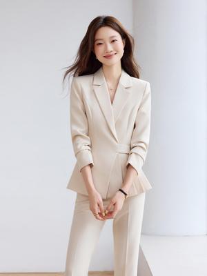 2025 Autumn Apricot Women's Suit Set: Professional Attire for Hotel and Jewelry Store Managers