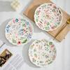8 Zoll Bunter Hase Speiseteller Unterglasur Keramik Speisegeschirr Dessert Flache Platte Blume Häschen Geschirr Mikrowellengeeignet