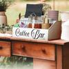 Multi-compartment Countertop Coffee Bar Organizer Wooden Tea Bag Basket Coffee Storage Box  Office