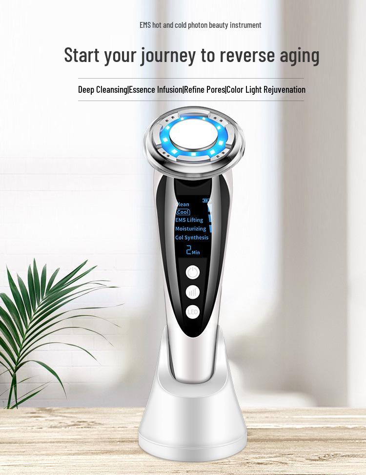 Red & Blue Light Cold/Hot Beauty Device with EMS Lifting and Thermal Conduction for Skincare