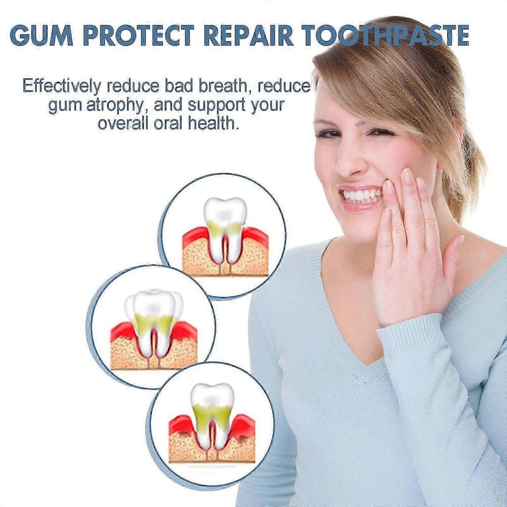 Gum Protect Repair Toothpaste, Removes Tartar & Stains, Whitens Yellow Teeth, Brightening & Gum Care, Fresh Breath, 100ml