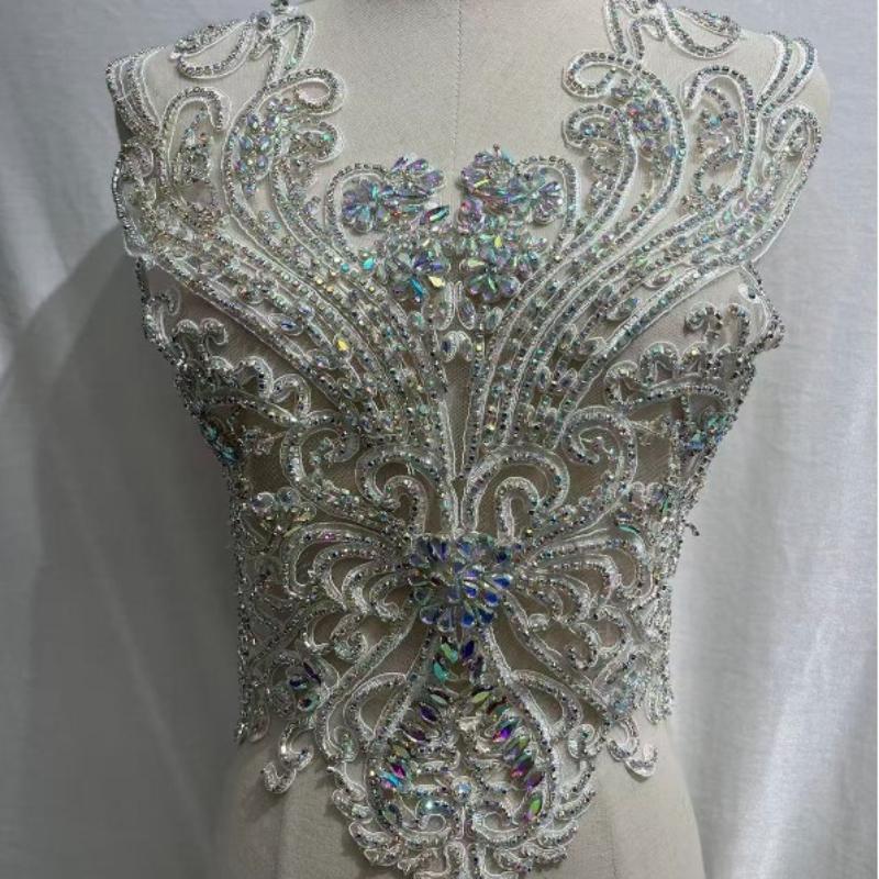 19 Barev Ručně Šité Korálky s Krystaly Krajka Našívací Nášivky s Kamínky na Korzet Šaty Dekorace pro Svatbu