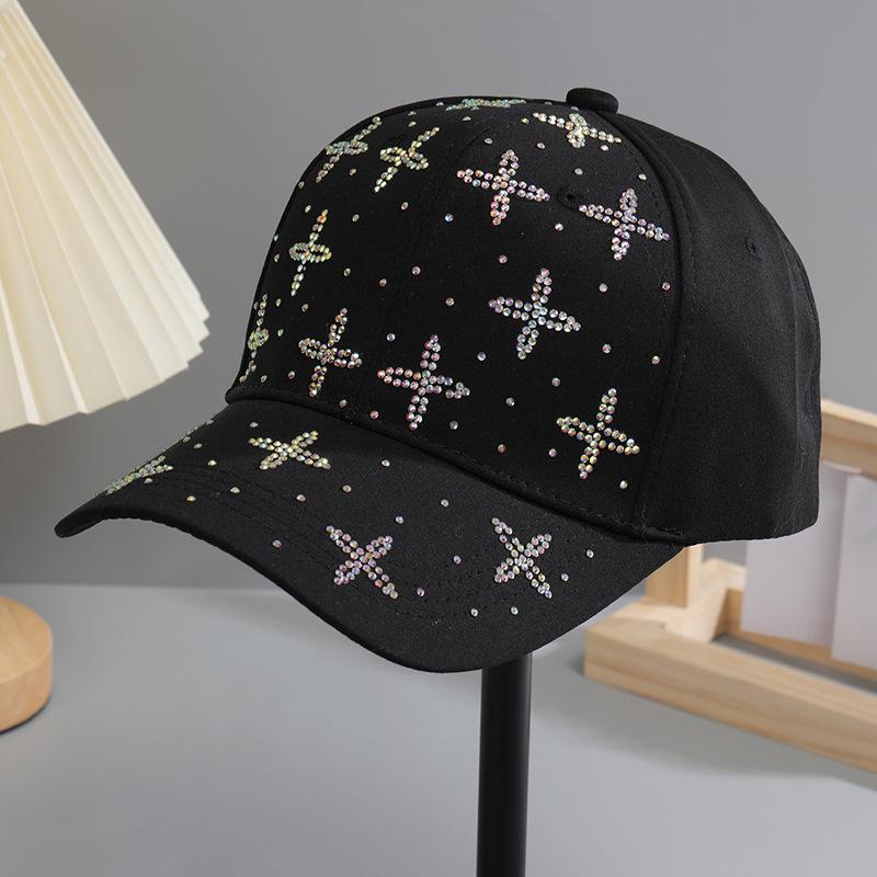 Spring and summer hats Women's baseball caps Street versatile trendy visors Diamond rhinestones Fashion casual caps Summer