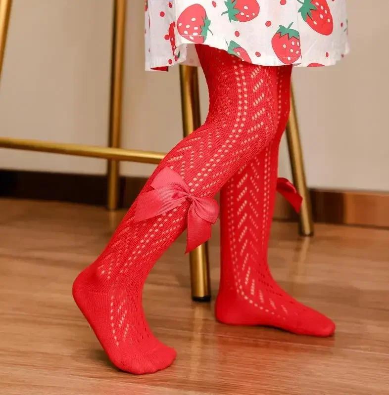 Sommer Mädchen Strümpfe Hohl Schleife Strumpfhose für Kinder Netzstrumpfhose Kleidung Kleinkind Strumpfhose Spanien Stil Dünn Ballett Baby Unterteil Strumpfhose