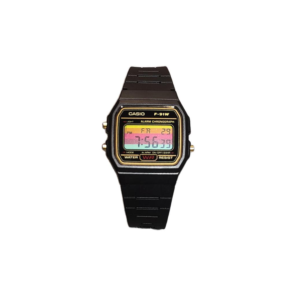 CASIO Custom Collection Quartz Movement Resin Strap Watch Men's Watches Black Dial F-91WG-9(Watch5--)