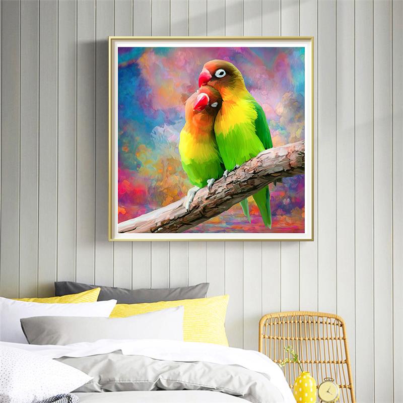Pintura de Diamantes DIY Taladro Redondo Completo Animal Aves Árbol 5D Bordado de Diamantes Mosaico Loro Kit Punto de Cruz Decoración del Hogar Manualidades