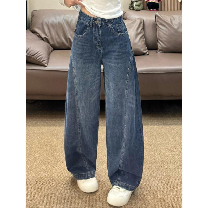 Autumn Retro Women's Wide-Leg Curved Jeans