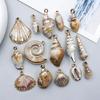 Gold Electroplated Acrylic Conch Pendant Charm for DIY Bracelets and Necklaces