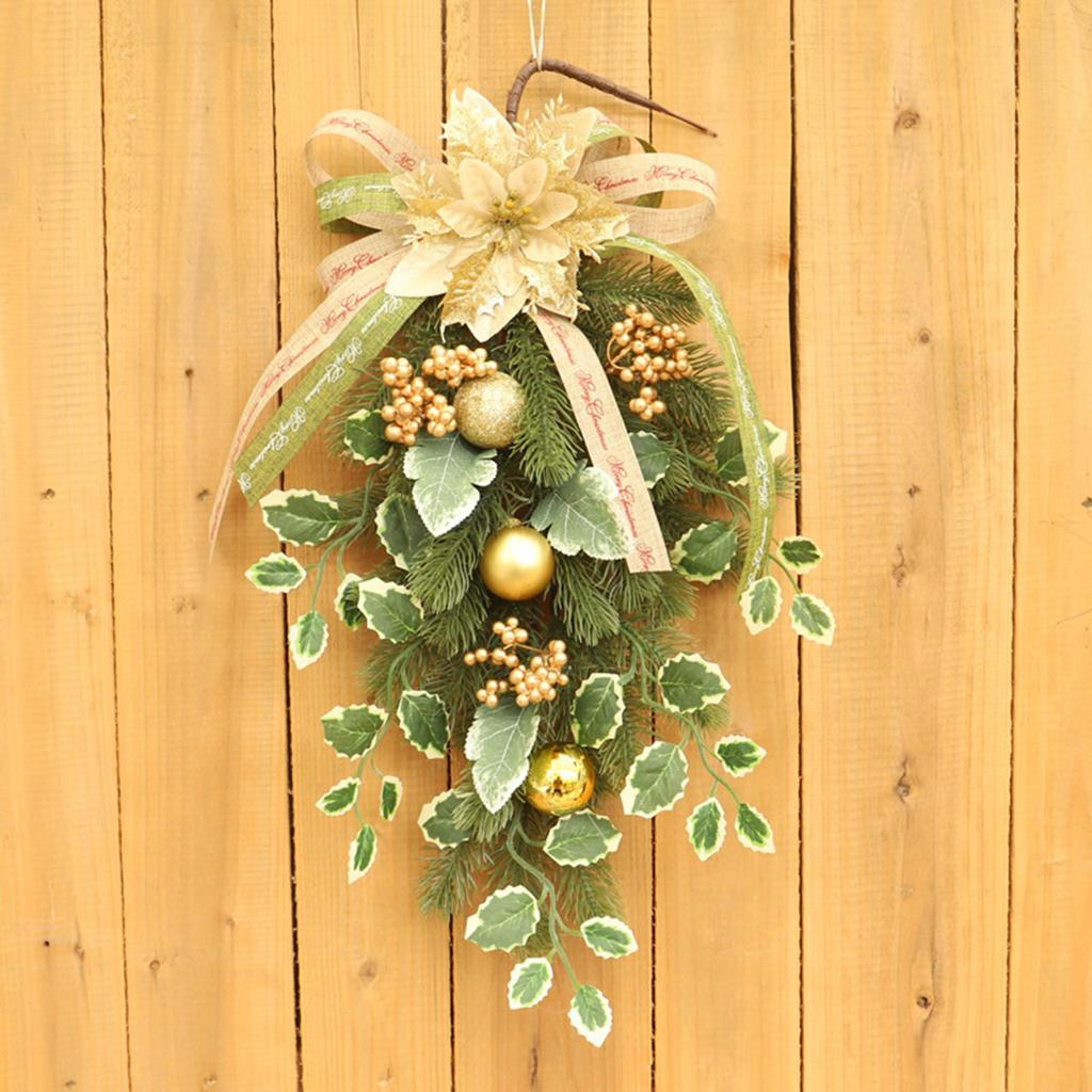 Multicolor Artificial Flower Teardrop Wreath Wall Door Hanging Swag for Thanksgiving Autumn Home Garden Decor