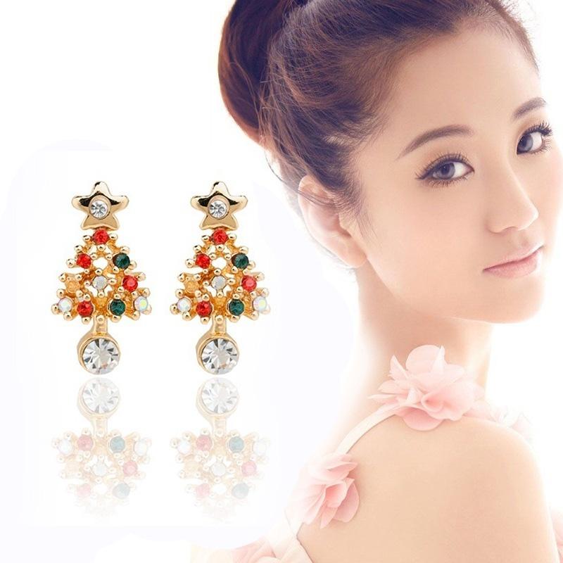 1 Pair Elegant Lady Christmas Tree Star  Earrings  Jewlery