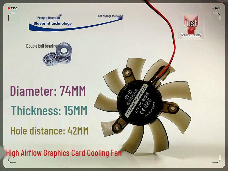 

Pengda Lantu 7415 74x15mm 12V Dual Ball Bearing High Airflow GPU Cooler 2.5 Plug
