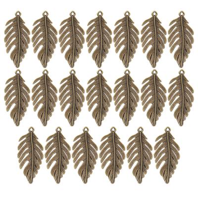 20Pcs Bronze Leaf Jewelry Accessories Alloy Pendant for DIY Handicraft Decoration
