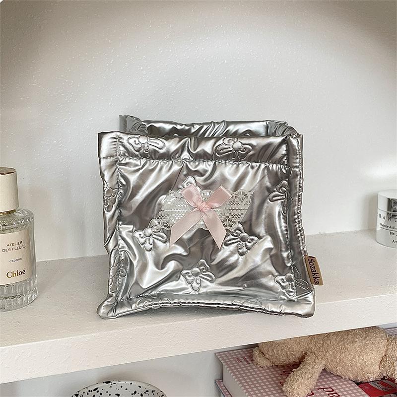 

Органайзер для косметики Sweet Girl из искусственной кожи, однотонный держатель для косметики, бант, настольная заколка для волос, канцелярская коробка