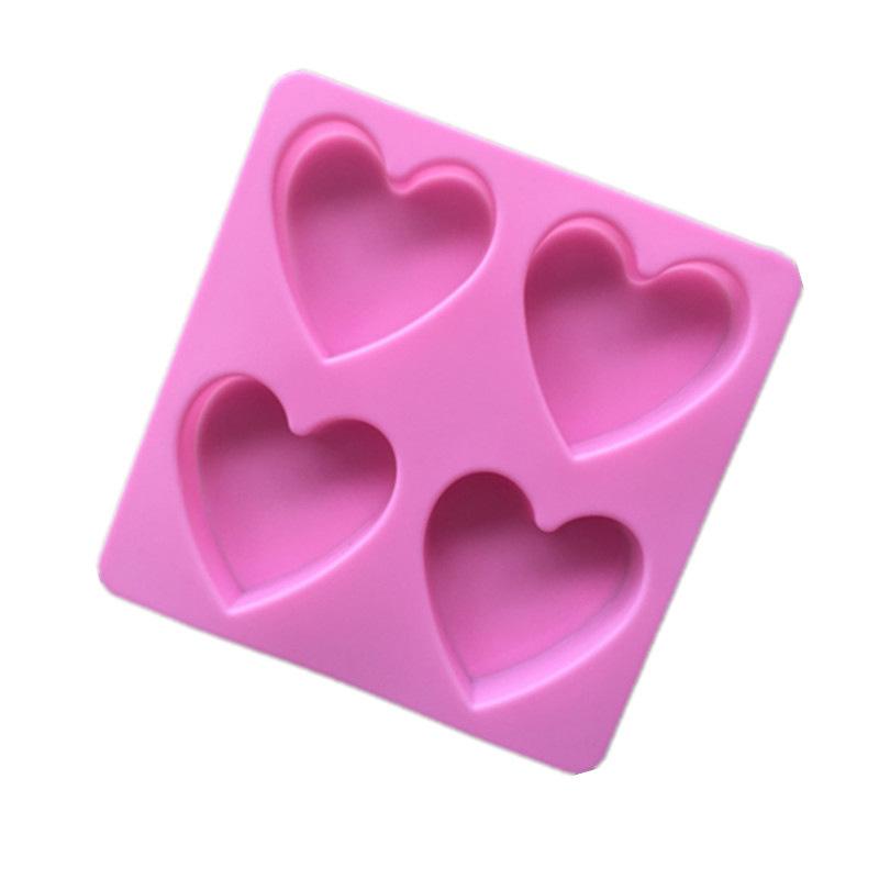 4 Löcher Herzförmige Silikon Kuchenform DIY Schokoladenform Handgemachte Seifenform Großhandel Kuchen Dekorationszubehör